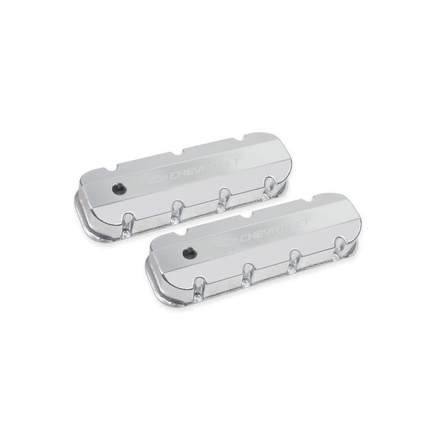 Holley 241-280 GM Licensed Valve Cover - Track Series - BBC - Fabricated Aluminum - Silver