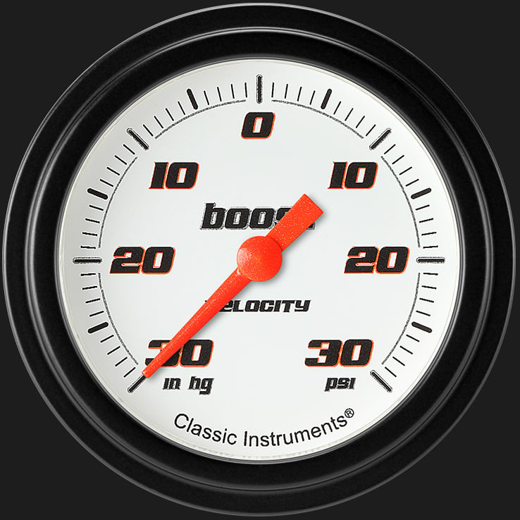 Classic Instruments Velocity White 2 5/8" Boost/Vac Gauge - VS341WBLF