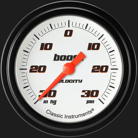 Classic Instruments Velocity White 2 5/8" Boost/Vac Gauge - VS341WBLF