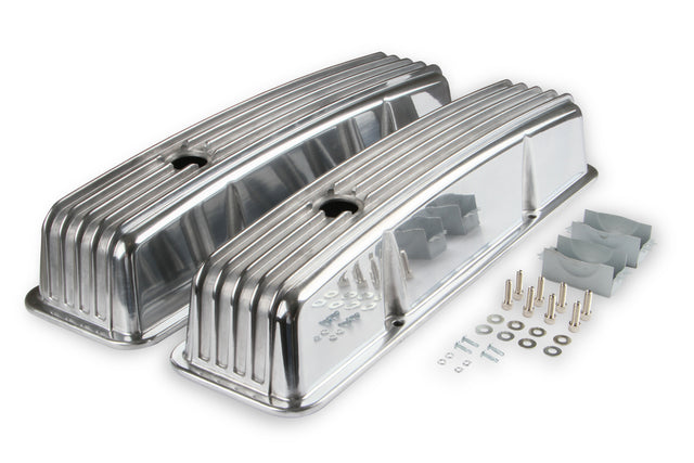 Mr Gasket Cast Aluminum Finned Valve Covers - Polished - 6855G