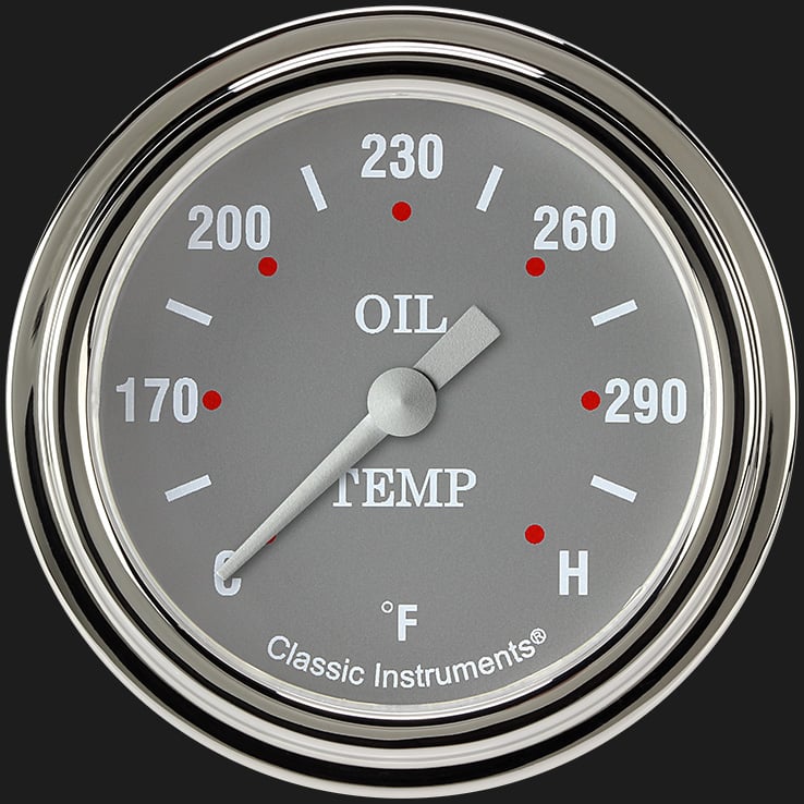 Classic Instruments Silver Gray 2 5/8" Oil Temperature Gauge - SG328SLF