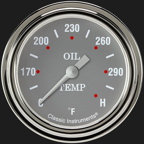 Classic Instruments Silver Gray 2 5/8" Oil Temperature Gauge - SG328SLF