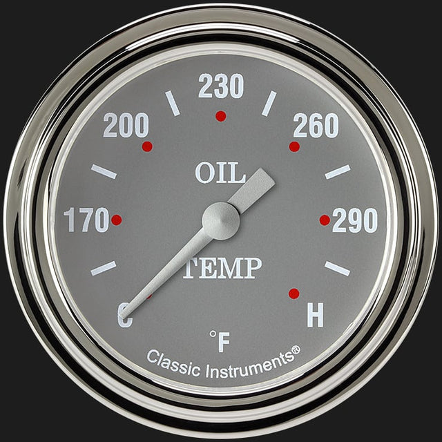 Classic Instruments Silver Gray 2 5/8" Oil Temperature Gauge - SG328SLF