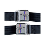 Scott Drake Seat Belt Set with Mustang Emblem - SB-BL-H
