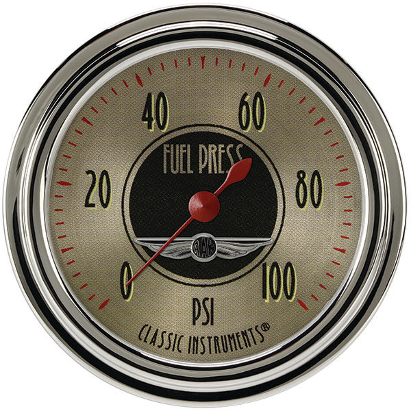 Classic Instruments All American Nickel 2 5/8" Fuel Pressure Gauge, 100 psi - AN346SLC