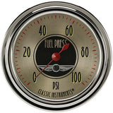 Classic Instruments All American Nickel 2 5/8" Fuel Pressure Gauge, 100 psi - AN346SLC