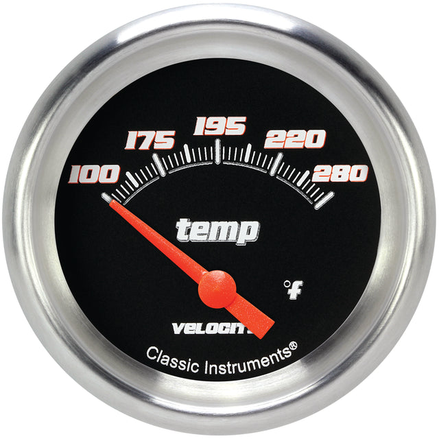 Classic Instruments Velocity Black 2-5/8" Short Sweep Water Temp Gauge - VS226BAPF-12