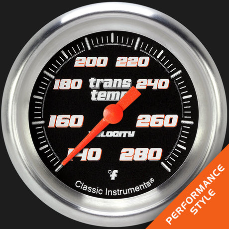 Classic Instruments Velocity Black 2 5/8" Transmission Temperature Gauge - VS327BAPF