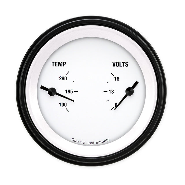 Classic Instruments White Hot 3" Dual - Temperature & Volt Gauge - WH74BLF