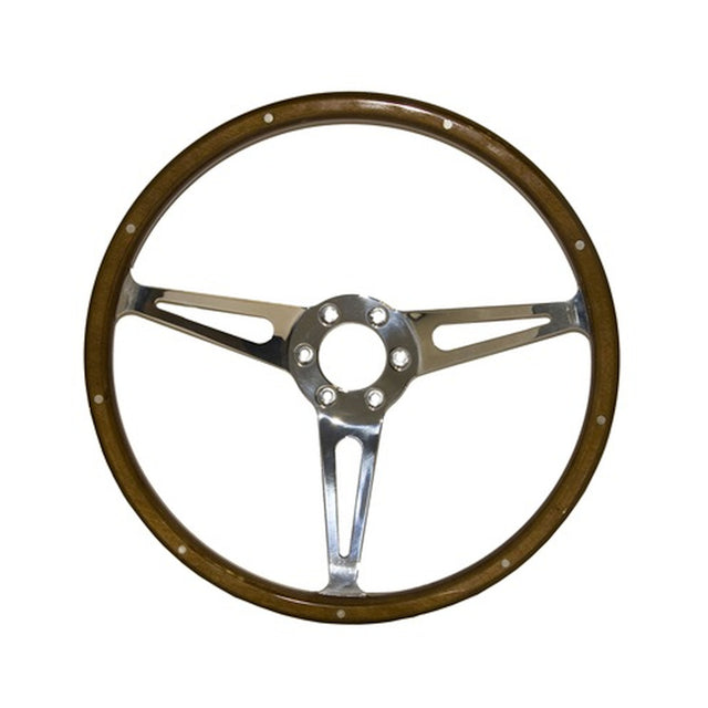 Scott Drake 1965-73 GT350 Style Genuine Wood &Aluminum 15" 6 Hole Steering Wheel - S1MS-3600-WG-6