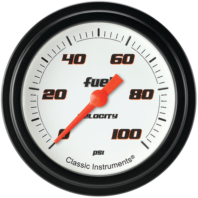 Classic Instruments Velocity White 2-5/8" Fuel Pressure Gauge (100 PSI) - VS346WBLF