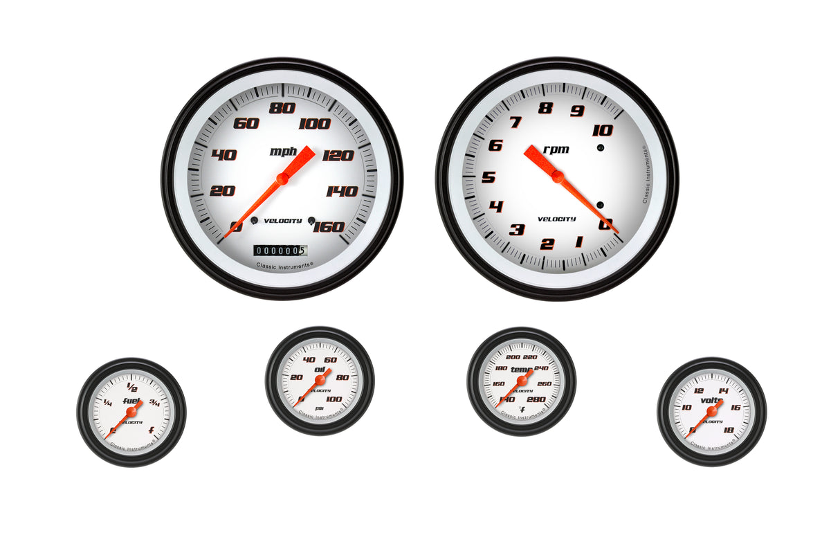 Classic Instruments Velocity White Six Gauge Set 151 - VS151WBLF