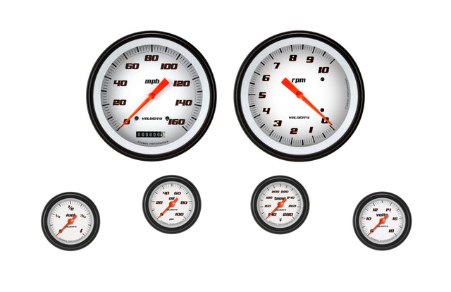 Classic Instruments Velocity White Six Gauge Set 151 - VS151WBLF