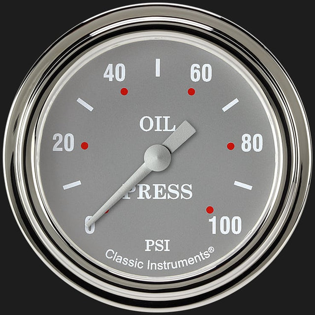 Classic Instruments Silver Gray 2 5/8" Oil Pressure Gauge - SG381SLF