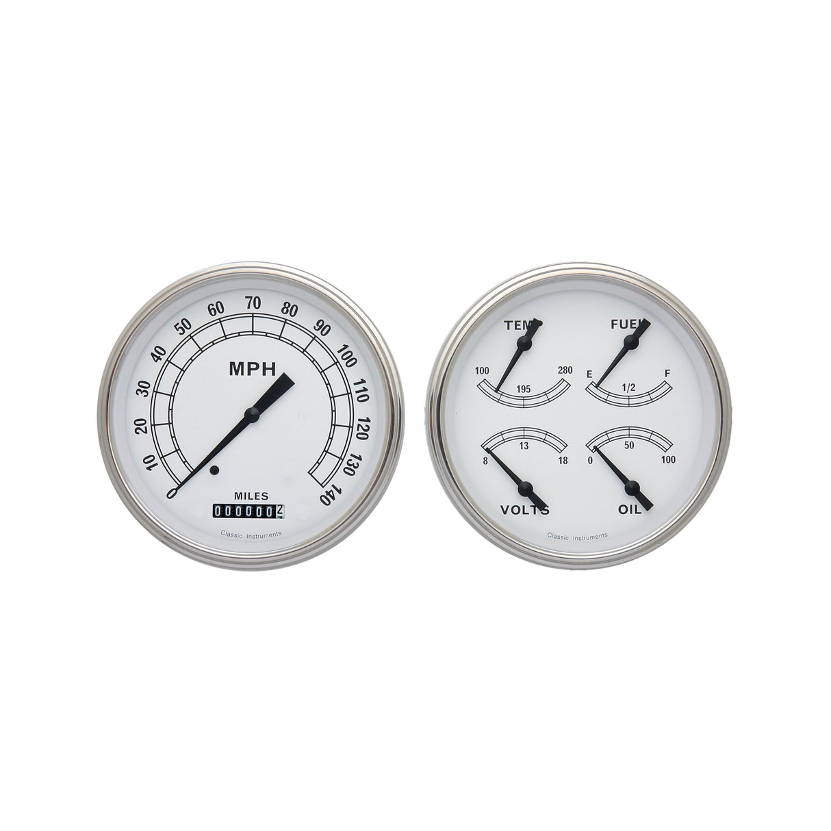 Classic Instruments CLASSIC WHITE 5IN SPEEDO & 5IN QUAD-GM - CW52SLC