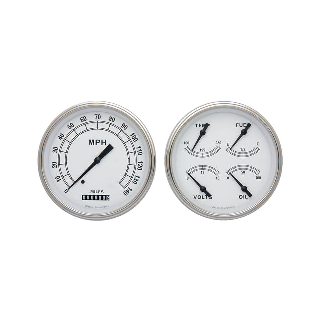 Classic Instruments CLASSIC WHITE 5IN SPEEDO & 5IN QUAD-GM - CW52SLC