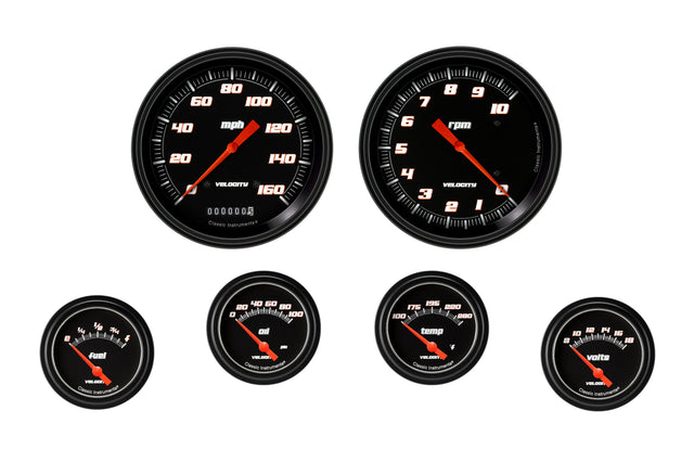 Classic Instruments Velocity Black Six Gauge Set 251 - VS251BBLF