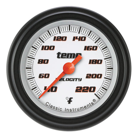 Classic Instruments Velocity White 2 1/8" Stock Eliminator Temp. Gauge - VS129WBLF