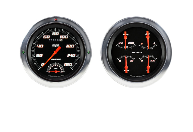 Classic Instruments Velocity Series Black 1954-55 Chevy Truck Package w/ Speedtachular - CT54VSB62