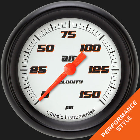 Classic Instruments Velocity White 2 5/8" Air Pressure Gauge - VS318WBPF