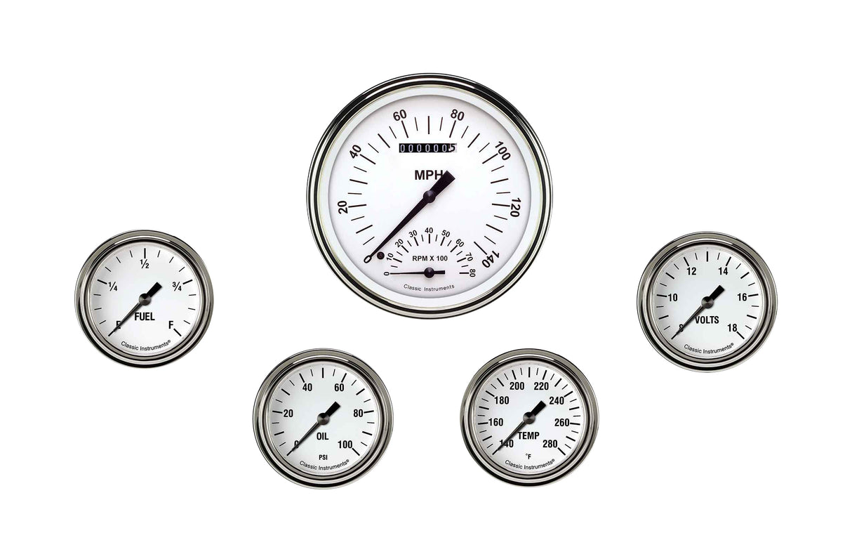 Classic Instruments White Hot Five Gauge Set - WH365SLF