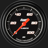 Classic Instruments Velocity Black 2 5/8" Fuel Pressure Gauge, 100 psi - VS346BBLF