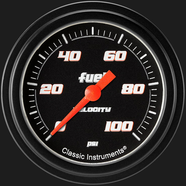 Classic Instruments Velocity Black 2 5/8" Fuel Pressure Gauge, 100 psi - VS346BBLF