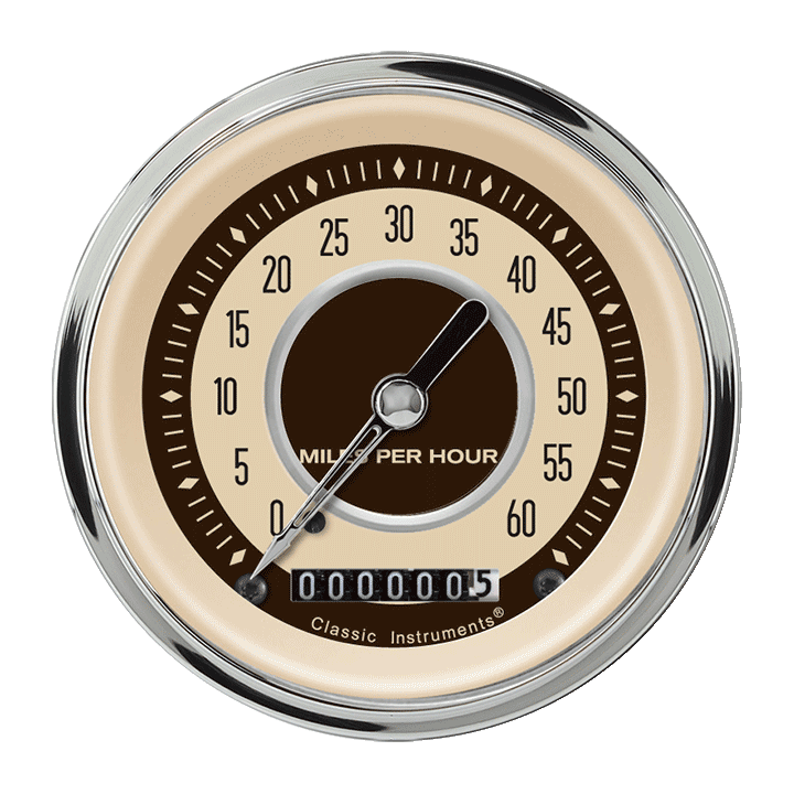 Classic Instruments Nostalgia VT 3 3/8" Low Speed Speedometer - LSNT