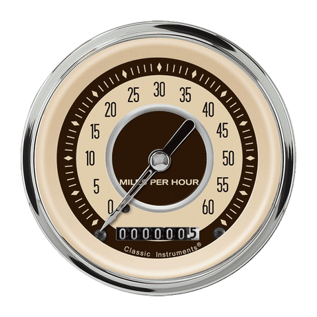 Classic Instruments Nostalgia VT 3 3/8" Low Speed Speedometer - LSNT