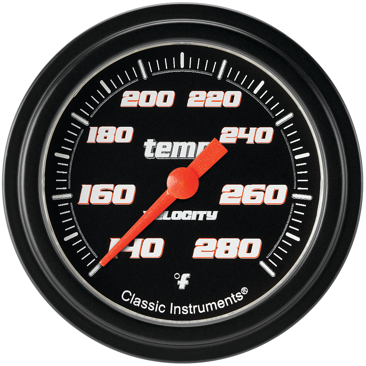 Classic Instruments Velocity Black 2-5/8" Full Sweep Water Temp Gauge - VS326BBLF-02