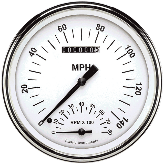 Classic Instruments White Hot 4 5/8" Speedtachular - WH50SLF