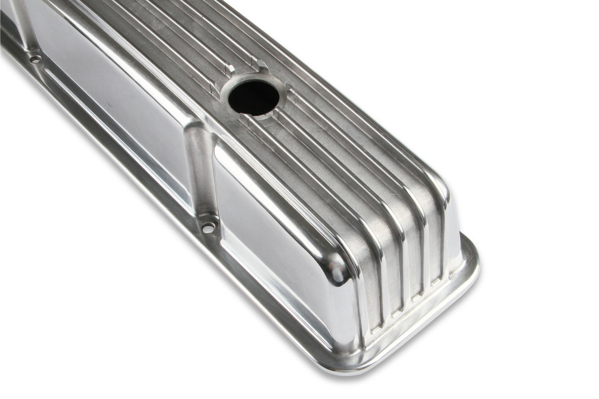 Mr Gasket Cast Aluminum Finned Valve Covers - Polished - 6855G