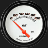 Classic Instruments Velocity White 2 5/8" Oil Pressure Gauge - VS281WBLF