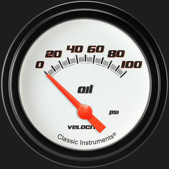 Classic Instruments Velocity White 2 5/8" Oil Pressure Gauge - VS281WBLF