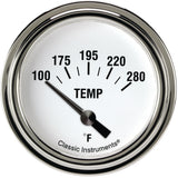 Classic Instruments White Hot 2 5/8" Short Sweep Water Temperature Gauge - WH226SLF-04