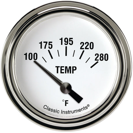 Classic Instruments White Hot 2 5/8" Short Sweep Water Temperature Gauge - WH226SLF-08