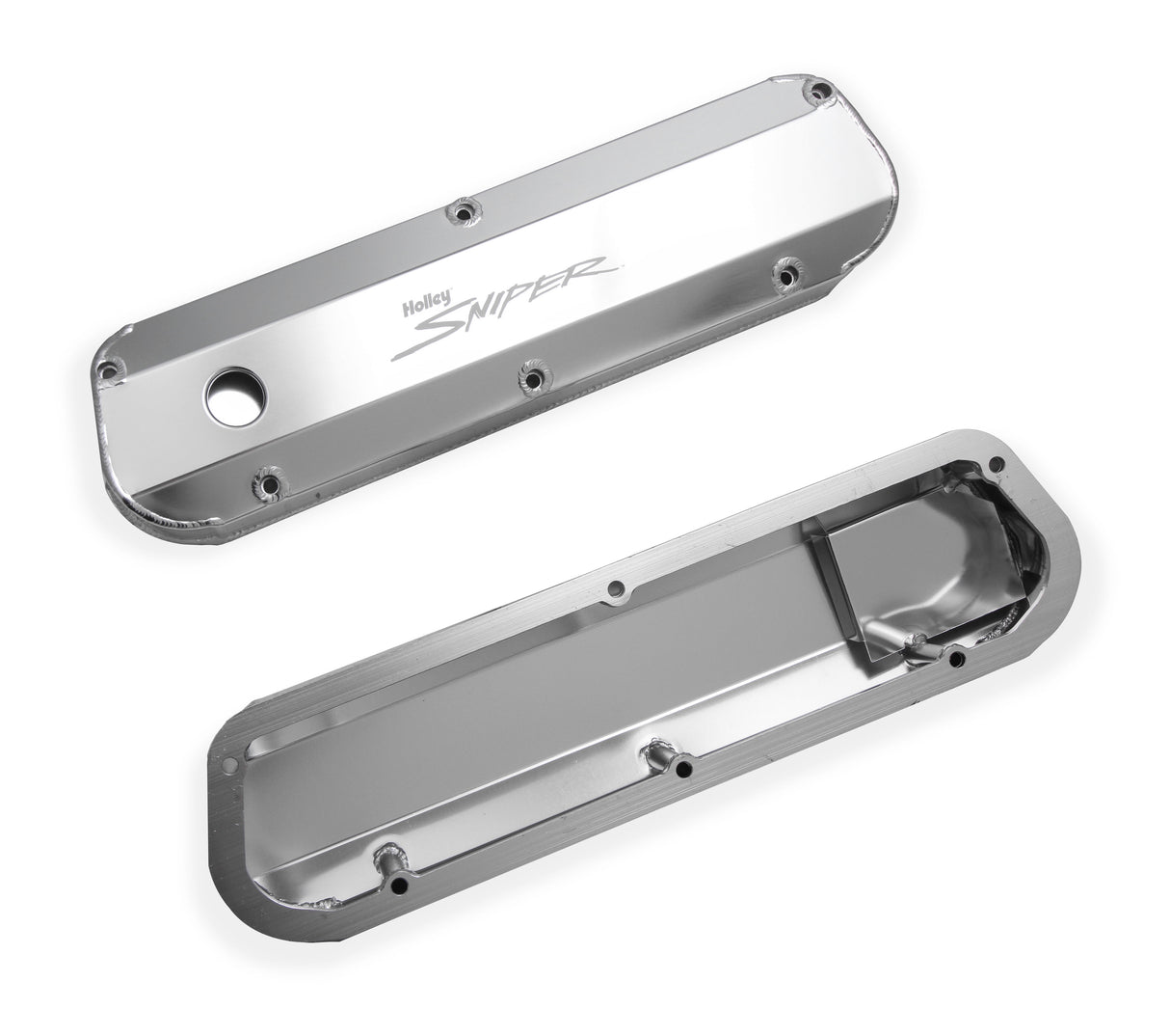 Holley 890012 Sniper Valve Cover - Fabricated Aluminum - Ford Small Block - Natural Anodized