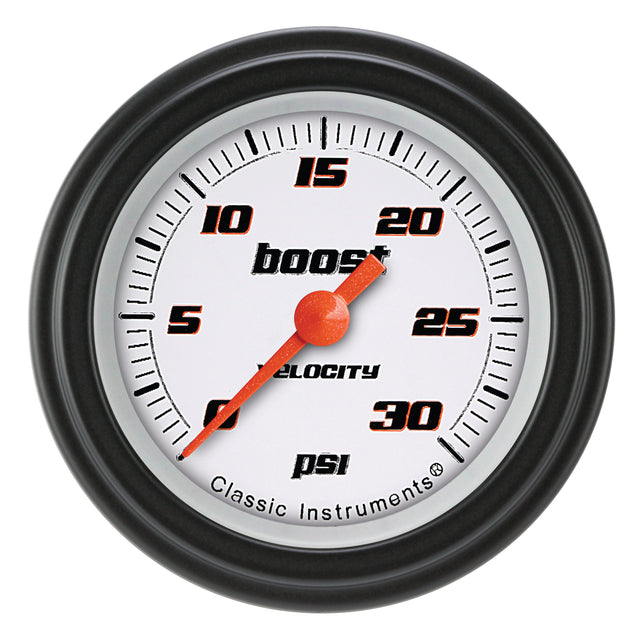 Classic Instruments Velocity White 2-1/8" Boost Gauge (30 PSI) - VS142WBLF