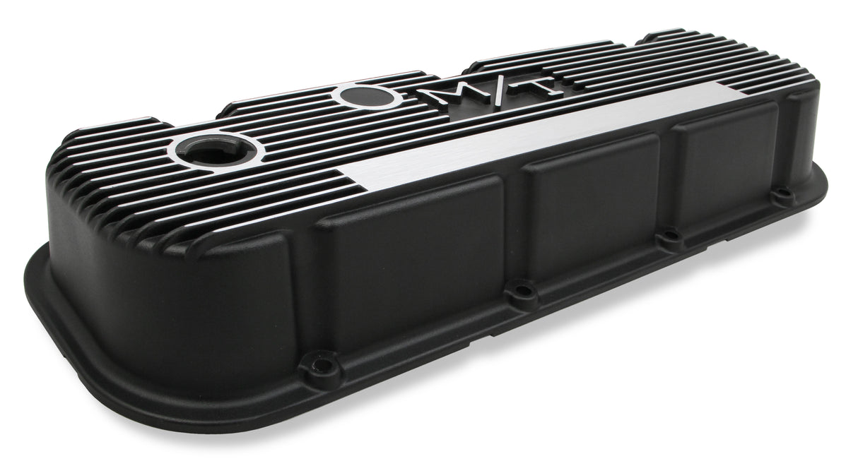 Holley 241-85 M/T Valve Covers - Vintage Style - Finned - BBC - Satin Black