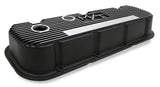 Holley 241-85 M/T Valve Covers - Vintage Style - Finned - BBC - Satin Black