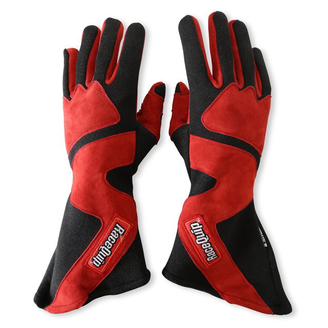 Racequip SFI 3.3/5 Red / Black Long Gauntlet Nomex Race Gloves - X-Large - 358106RQP