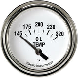 Classic Instruments White Hot 2 5/8" Oil Temperature Gauge - WH228SLF