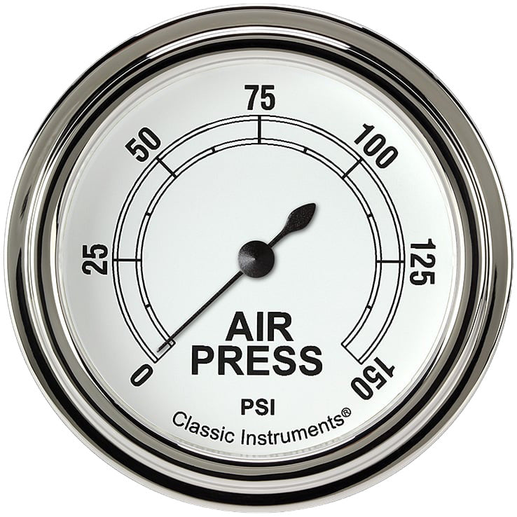 Classic Instruments Classic White 2-5/8" Air Pressure Gauge - CW318SLF