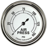 Classic Instruments Classic White 2-5/8" Air Pressure Gauge - CW318SLF