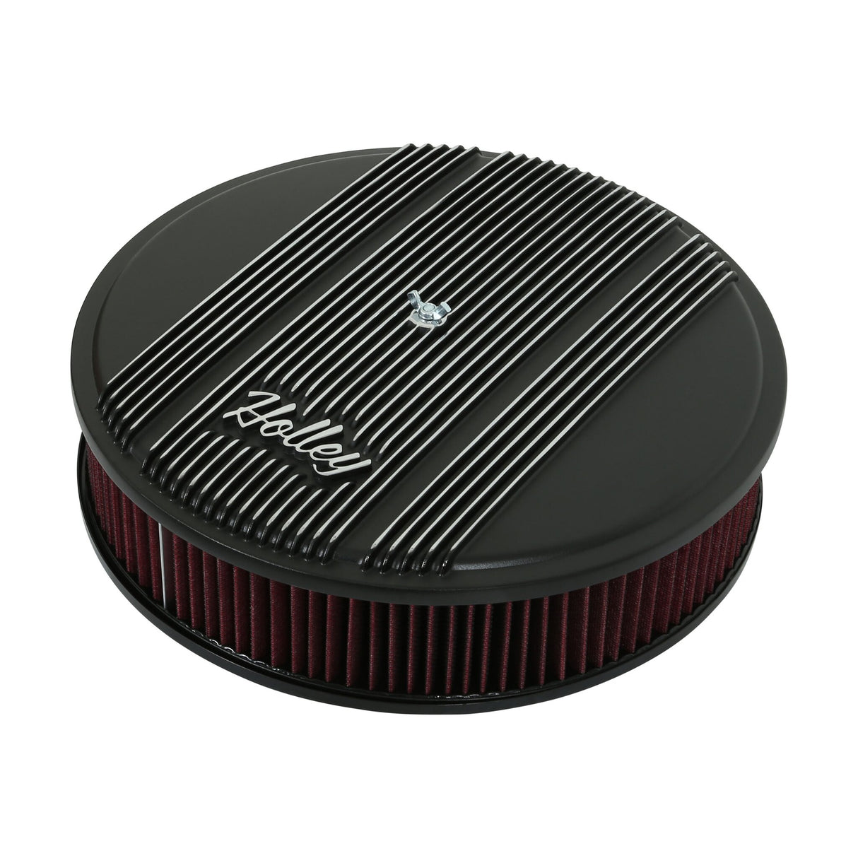 Holley 120-153 Finned Vintage Style Air Cleaner - 14" Diameter x 3" Tall - Round
