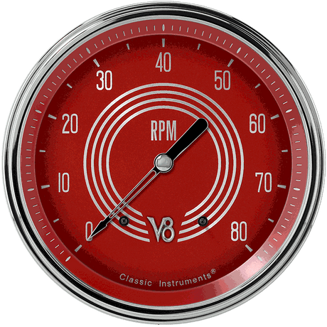 Classic Instruments V8 Red Steelie 4 5/8" Tachometer - V8RS71SLC