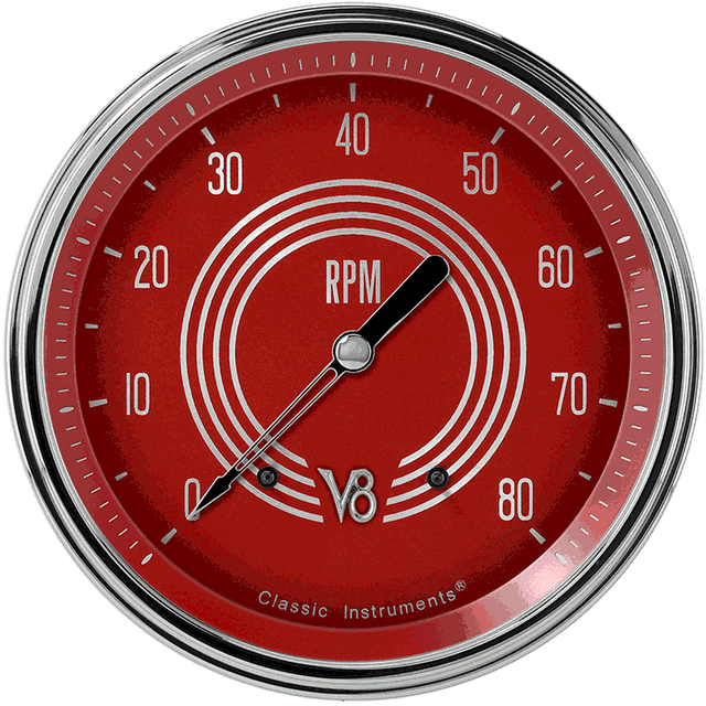 Classic Instruments V8 Red Steelie 4 5/8" Tachometer - V8RS71SLC