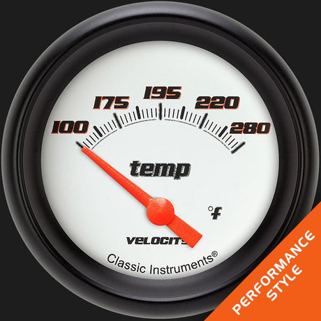 Classic Instruments Velocity White 2 5/8" Short Sweep Water Temperature Gauge - VS226WBPF-06