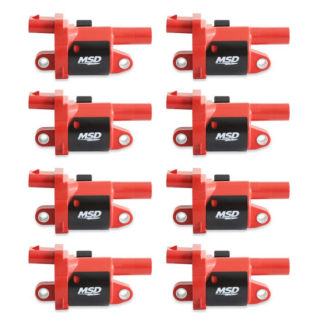 MSD Ignition Coil - Blaster Series - Gen V GDI Engine - Red - 8-Pack - Round - 82688