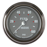 Classic Instruments Silver Gray 2-1/8" Fuel Pressure Gauge (100 PSI) - SG146SLF